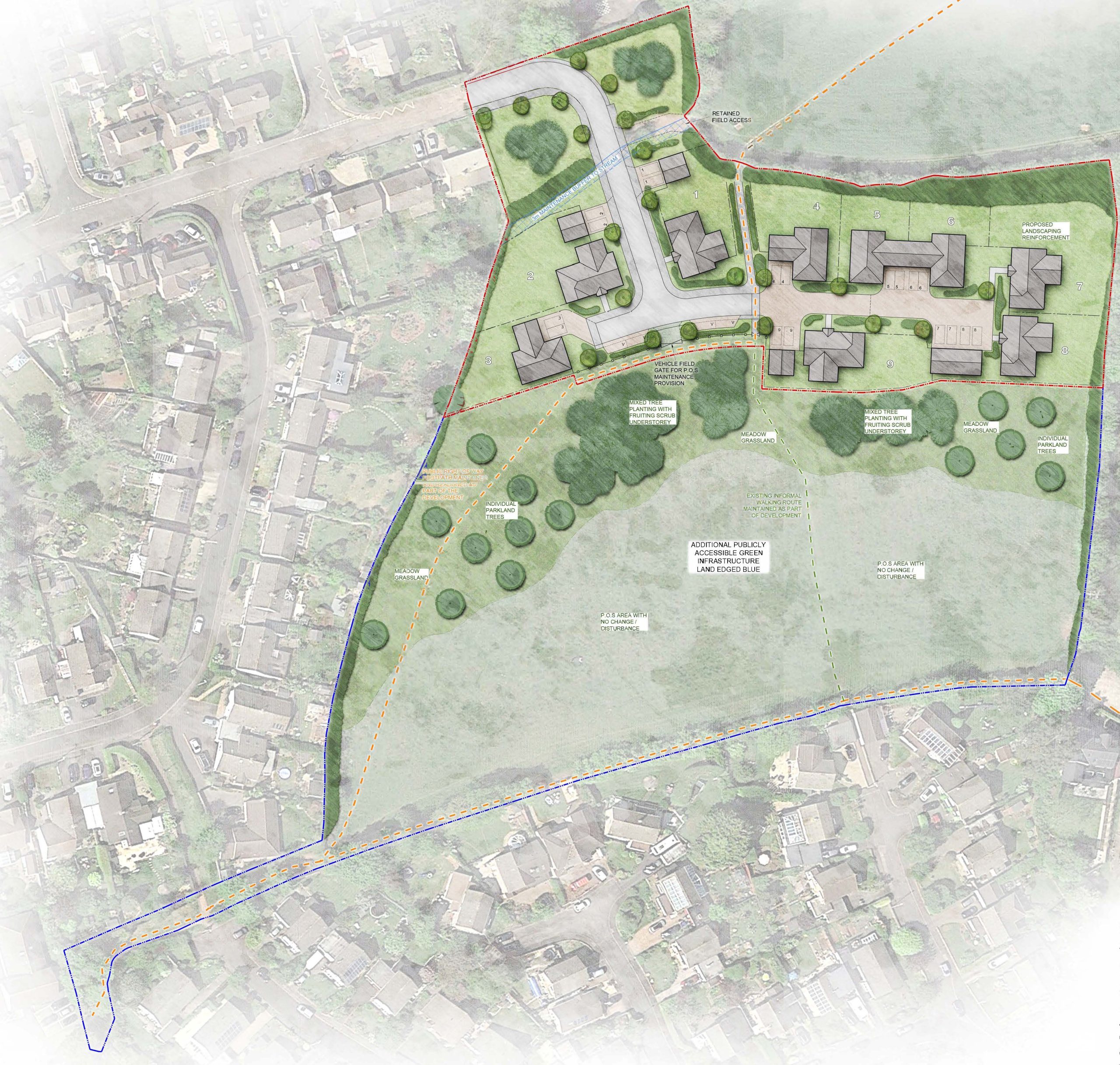 Planning Submitted for a biodiverse scheme of 9 Net Zero Carbon bungalows